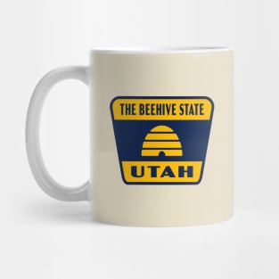 The Beehive State Utah Retro Flag Badge (Tan) Mug